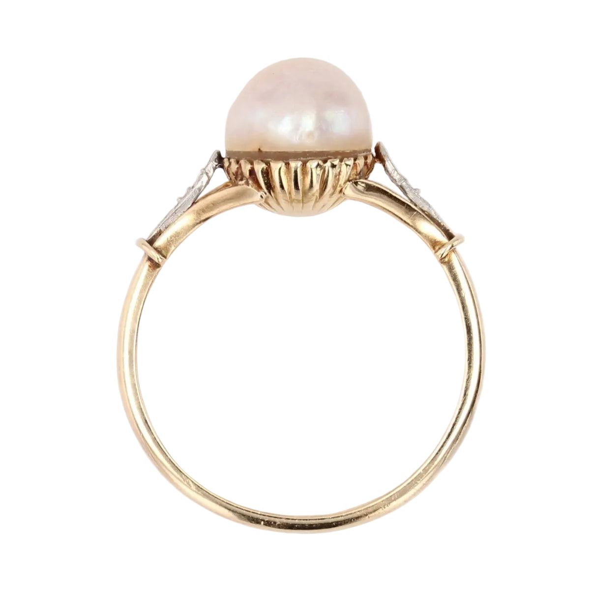 Bague ancienne perle et diamants taillés en rose - Castafiore