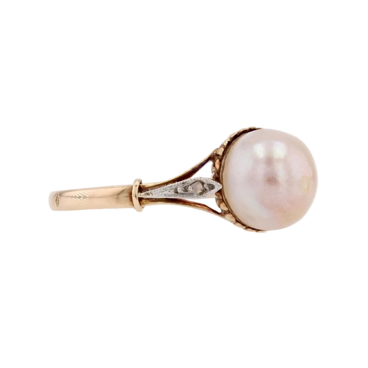 Bague ancienne perle et diamants taillés en rose - Castafiore