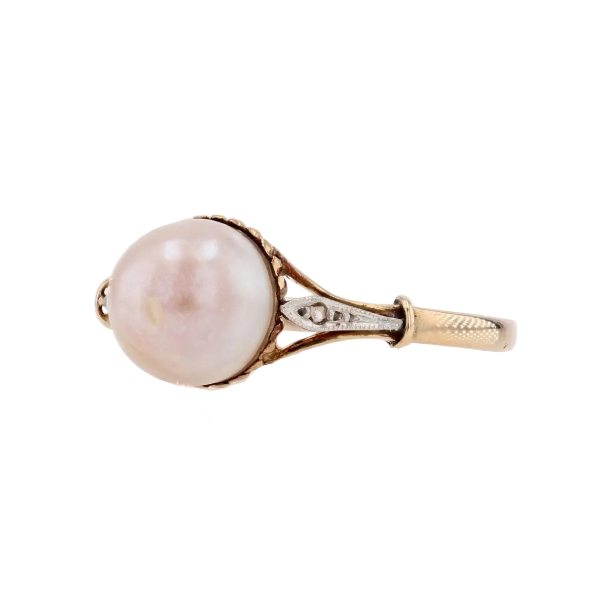 Bague ancienne perle et diamants taillés en rose - Castafiore