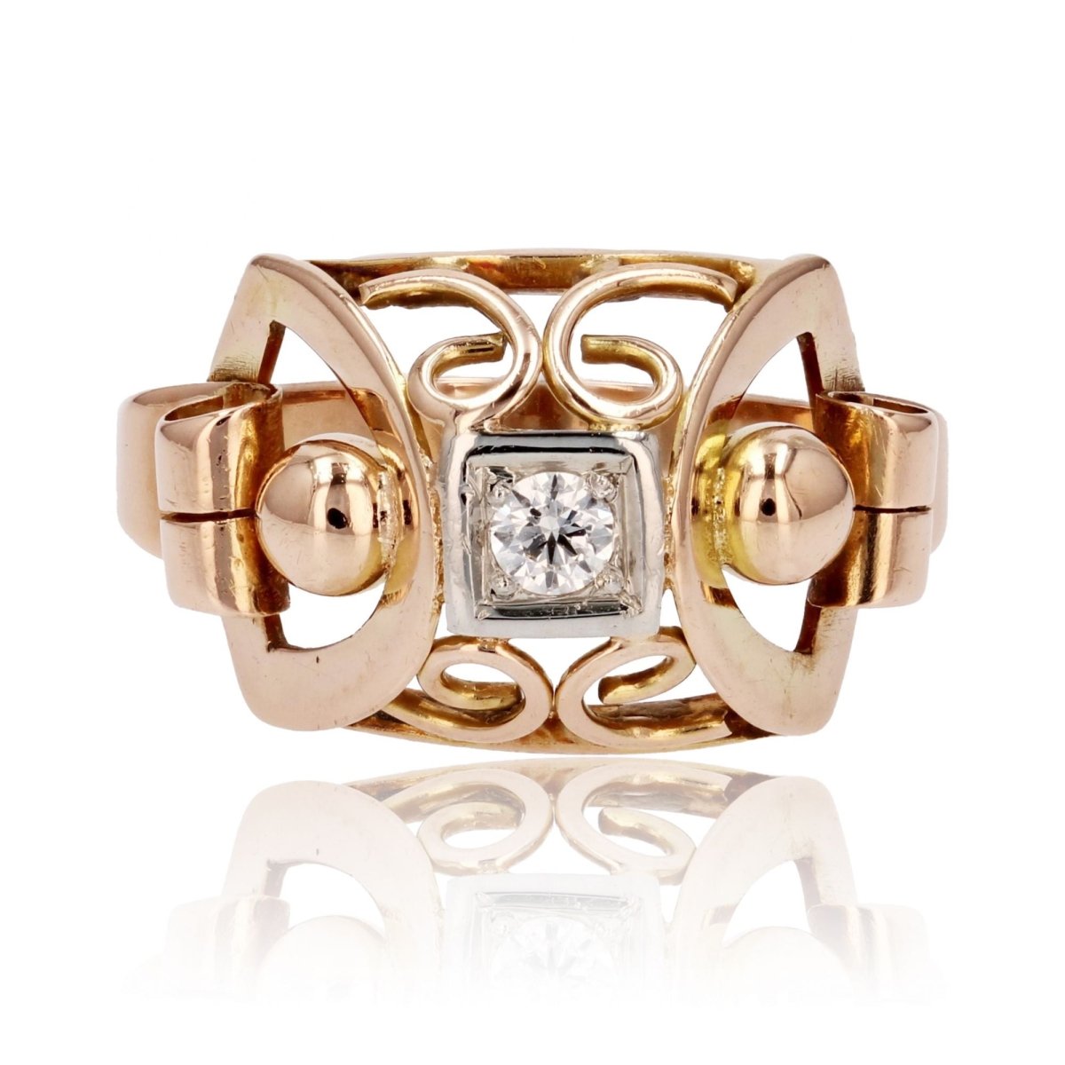 Bague ancienne rétro diamant - Castafiore