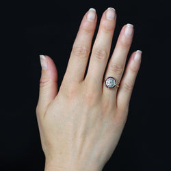 Bague ancienne ronde diamants taillés en rose et rubis calibrés - Castafiore