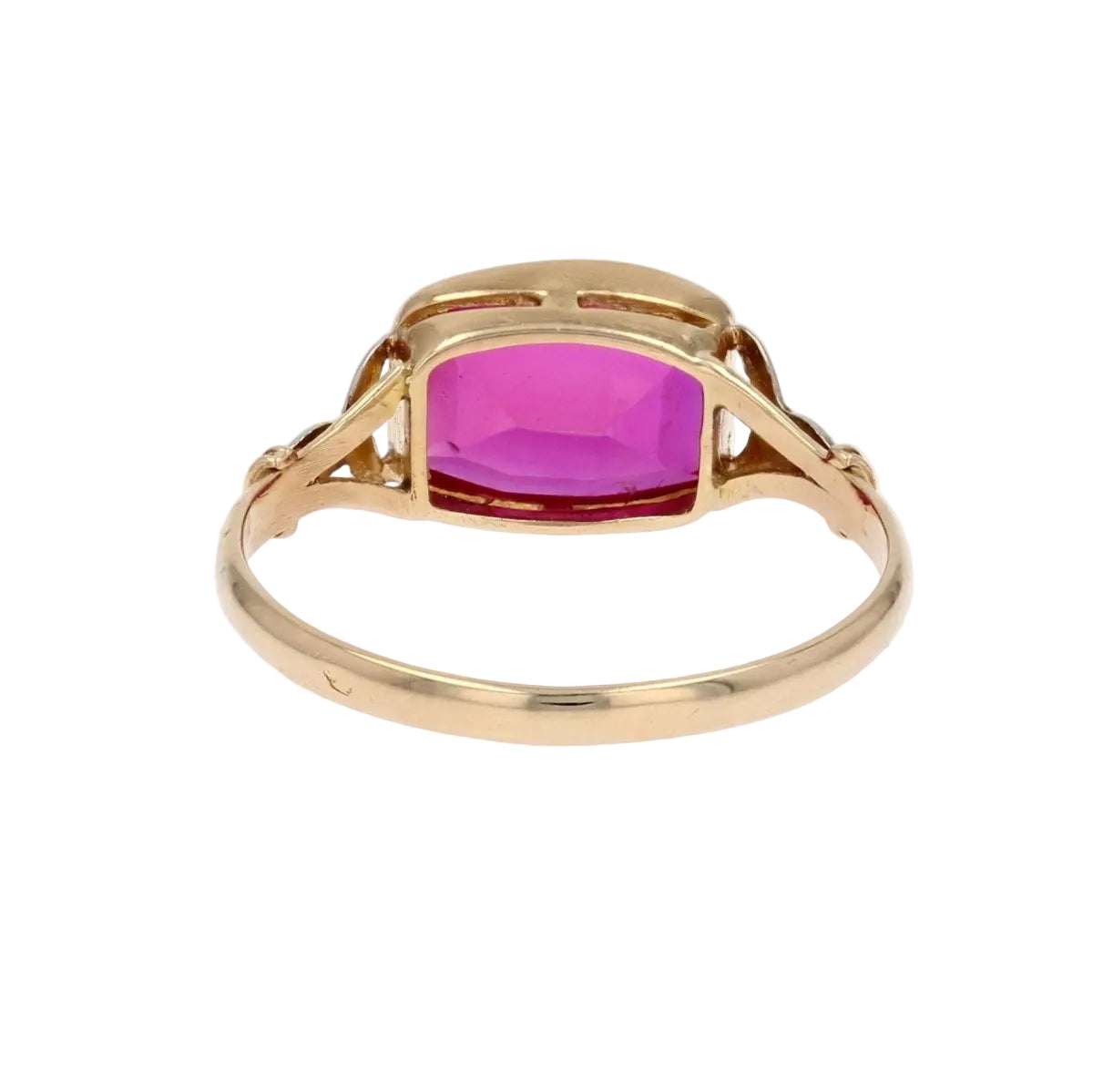 Bague ancienne rubis de synthèse et or - Castafiore
