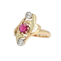 Bague ancienne rubis diamants Art nouveau - Castafiore