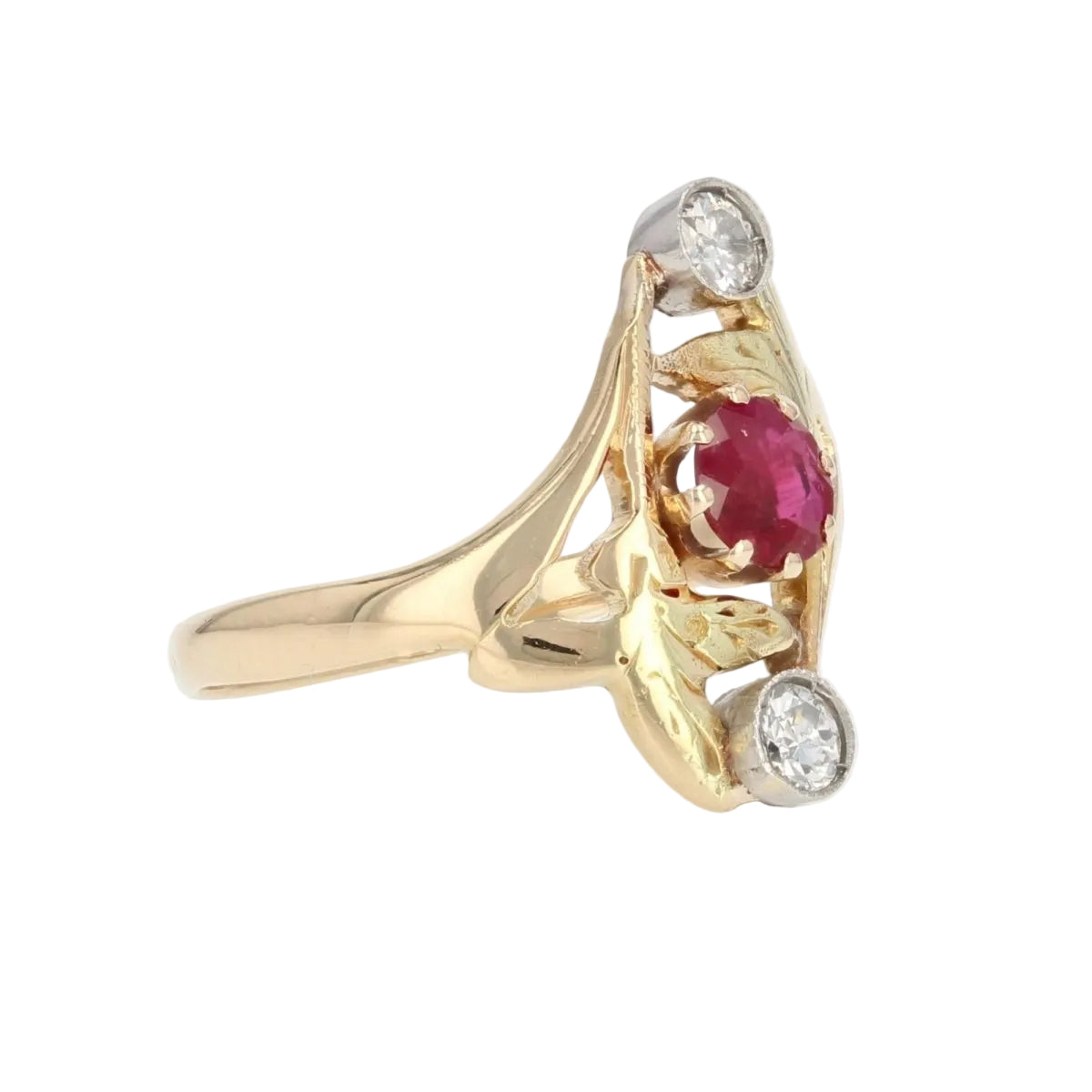 Bague ancienne rubis diamants Art nouveau - Castafiore