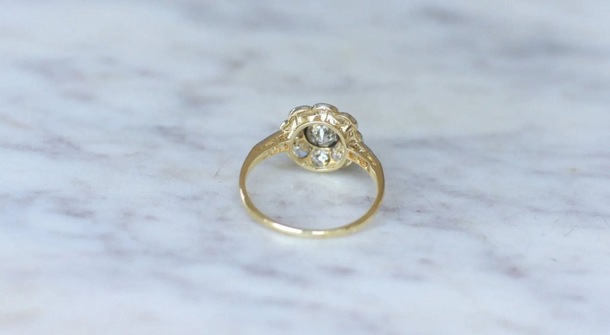 Bague Ancienne Russie Marguerite Diamants - Castafiore