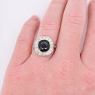 Bague Ancienne Saphir Naturel 4CTS et Diamants - Castafiore