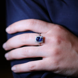 Bague ANCIENNE Saphir naturel en or et platine - Castafiore