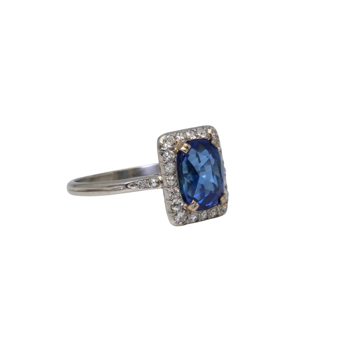 Bague ANCIENNE Saphir naturel en or et platine - Castafiore