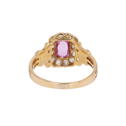 Ring antique pink sapphire daisy and diamonds