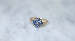 Bague ancienne saphirs et diamants sur or rose - Castafiore