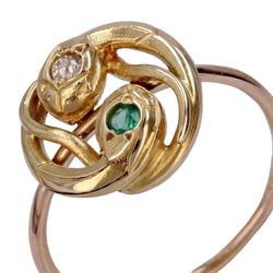 Bague ancienne serpents émeraude et diamant - Castafiore