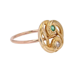 Bague ancienne serpents émeraude et diamant - Castafiore