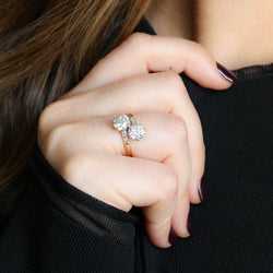 Bague ancienne toi et moi diamants taille ancienne 2,60 carats - Castafiore