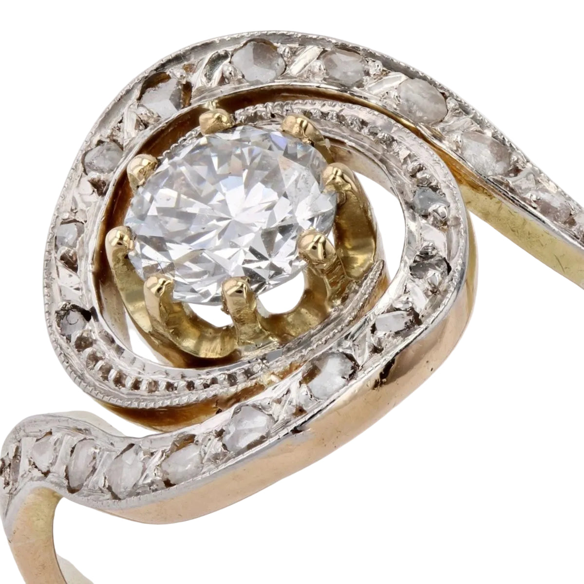 Bague ancienne tourbillon de diamants - Castafiore