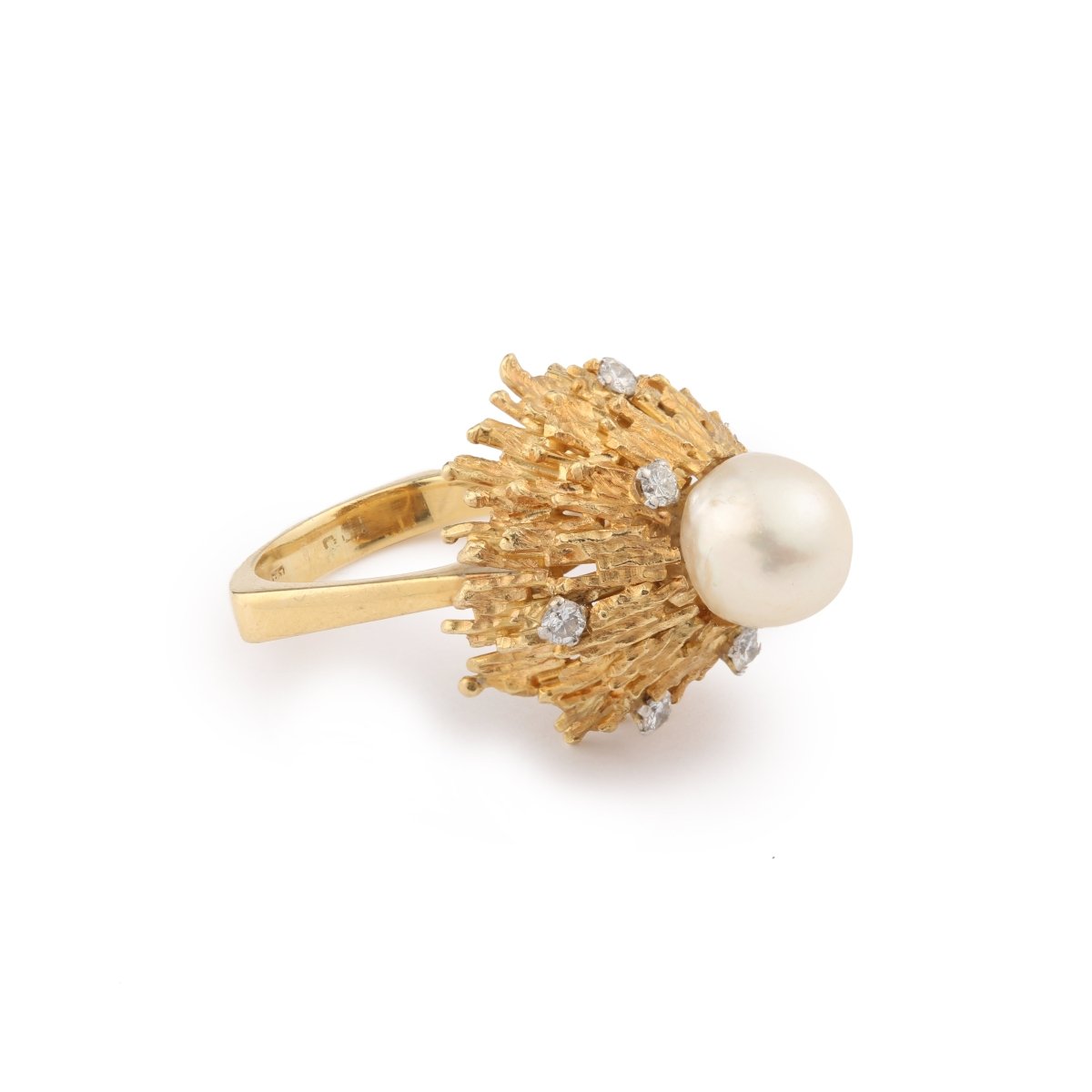 Bague Andrew Grima Perle Diamants Or Jaune 18 Carats - Castafiore