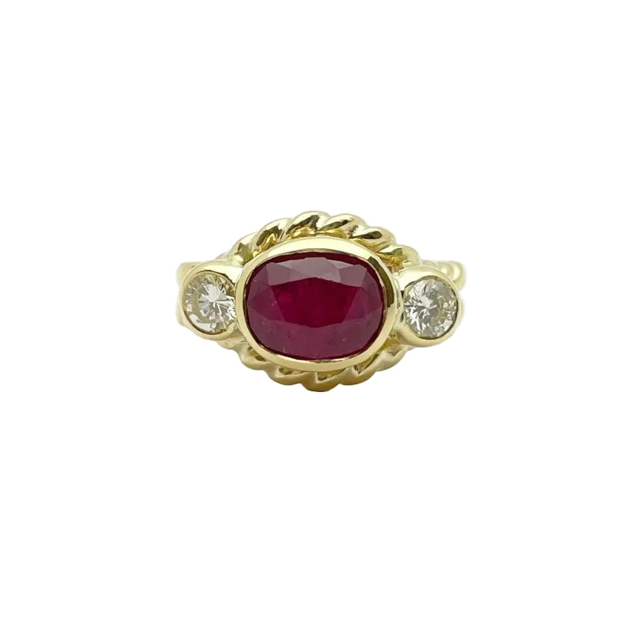 Bague Anello rubis en or jaune et diamants - Castafiore