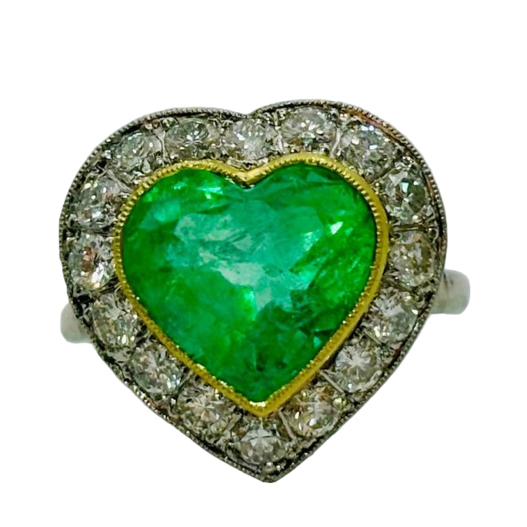 Bague ANILLO en platine et or jaune avec émeraude et diamants - Castafiore