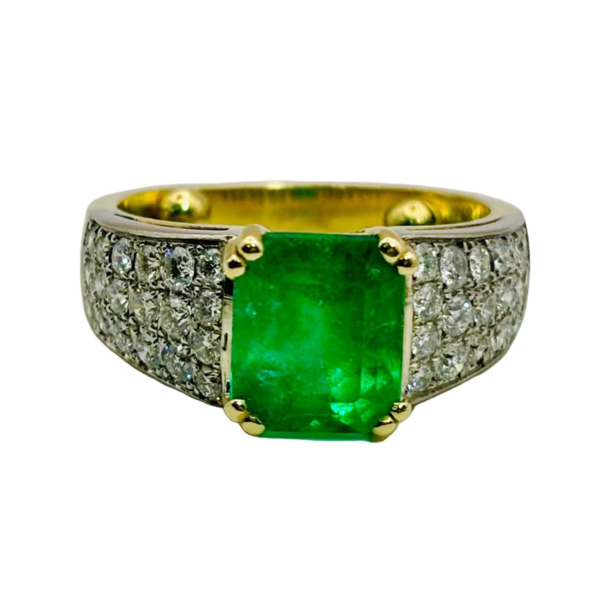 Bague ANILLO Haute joaillerie en or jaune et émeraude - Castafiore