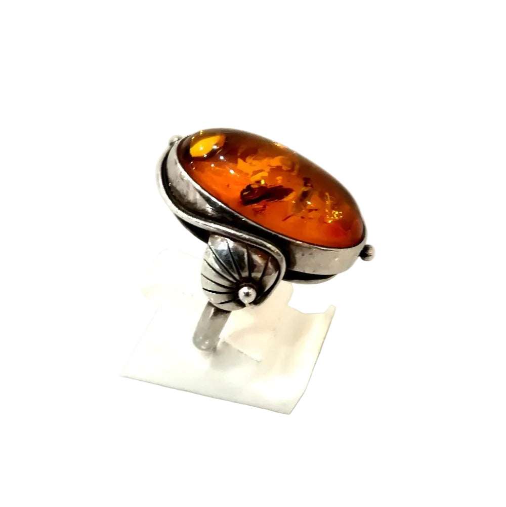 Bague Argent Ambre - Castafiore
