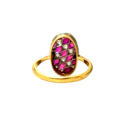 Bague ARLEQUIN Art Déco en or jaune et or blanc avec diamants - Castafiore