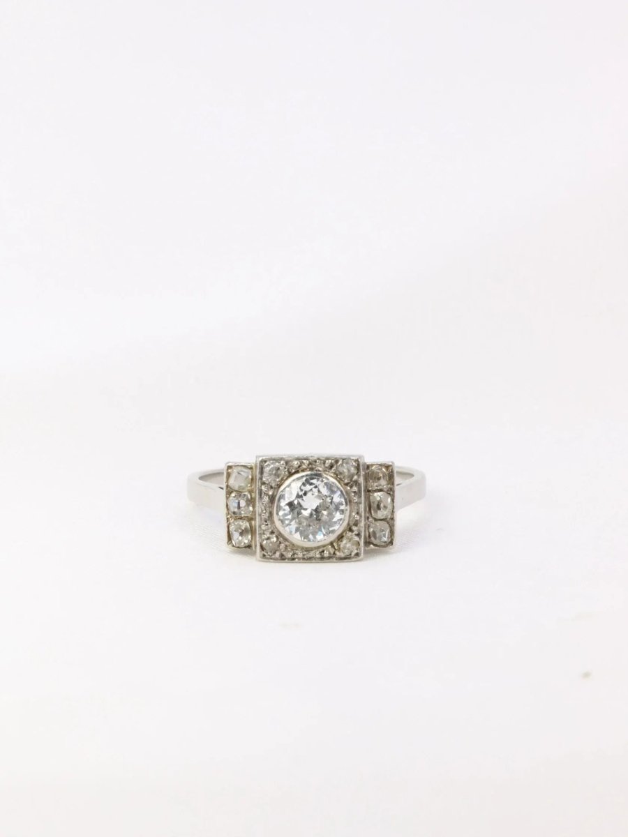 Bague Art - déco à gradins en or et diamants - Castafiore