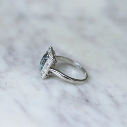 Bague Art Déco Aigue-Marine et Diamants - Castafiore