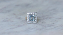 Bague Art Déco Aigue - Marine et Diamants - Castafiore