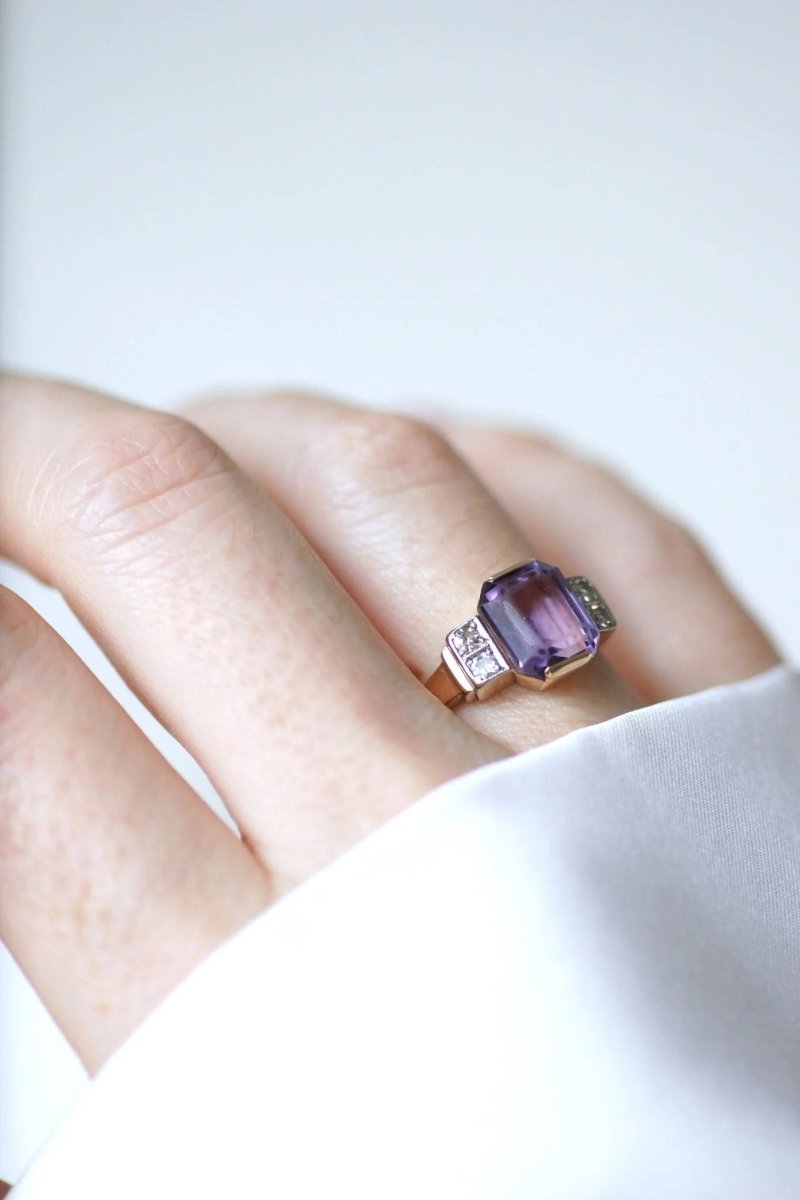 Bague Art Déco améthyste et diamants - Castafiore