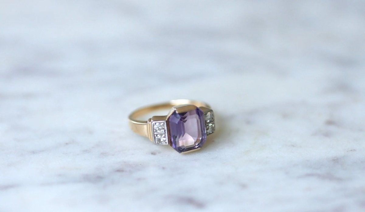Bague Art Déco améthyste et diamants - Castafiore