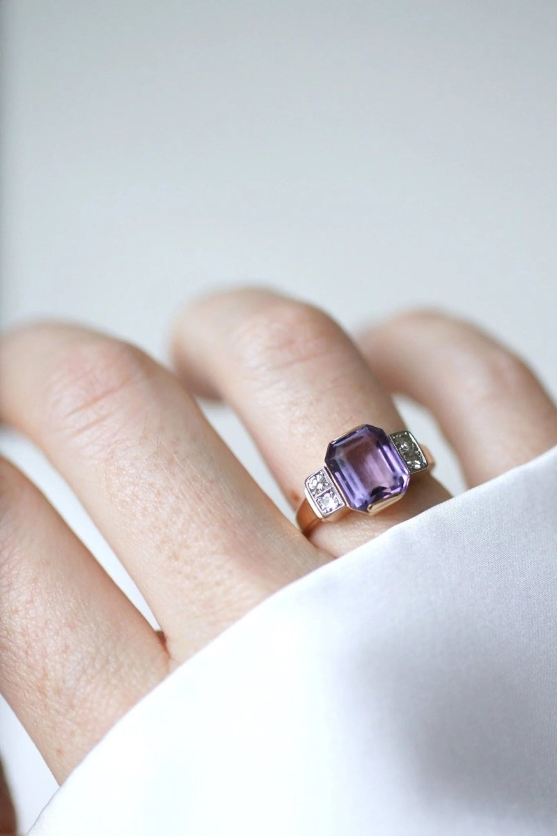 Bague Art Déco améthyste et diamants - Castafiore