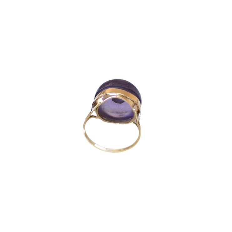 Bague Art Déco Cabochon d'Améthyste et Diamant - Castafiore