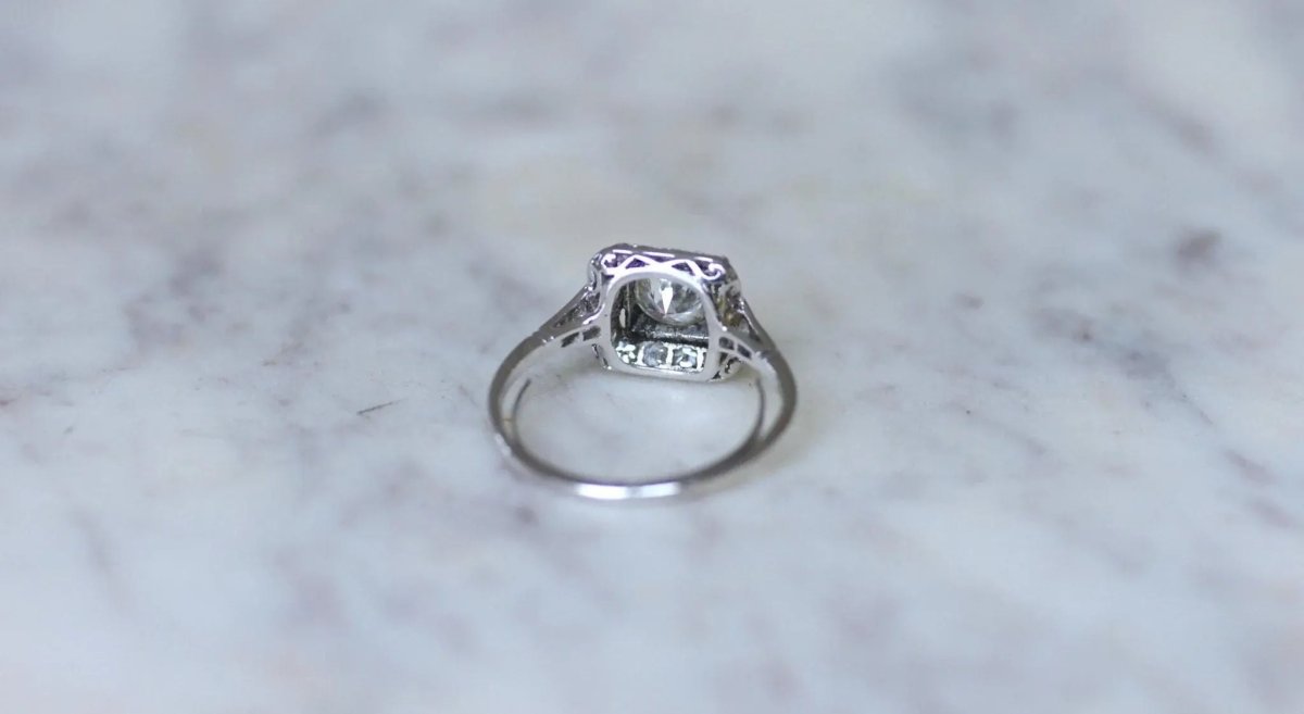 Bague Art Deco Carrée Diamants 1,45 Cts - Castafiore