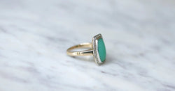 Bague Art Deco Chrysoprase Diamants - Castafiore