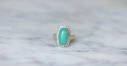 Bague Art Deco Chrysoprase Diamants - Castafiore