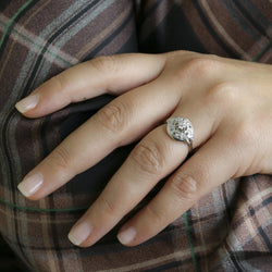 Bague Art Déco cible or blanc platine diamants - Castafiore