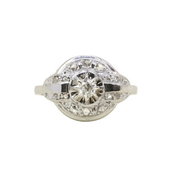 Bague Art Déco cible or blanc platine diamants - Castafiore