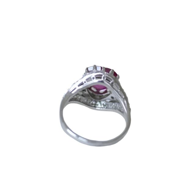 Bague Art Déco Coeur Rubis Birman et Diamants - Castafiore