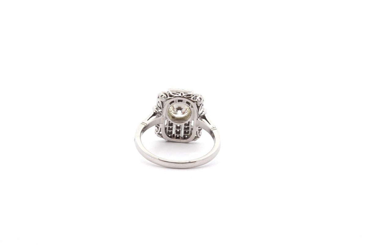 Bague art déco diamant 0,70ct L/SI2 en platine - Castafiore