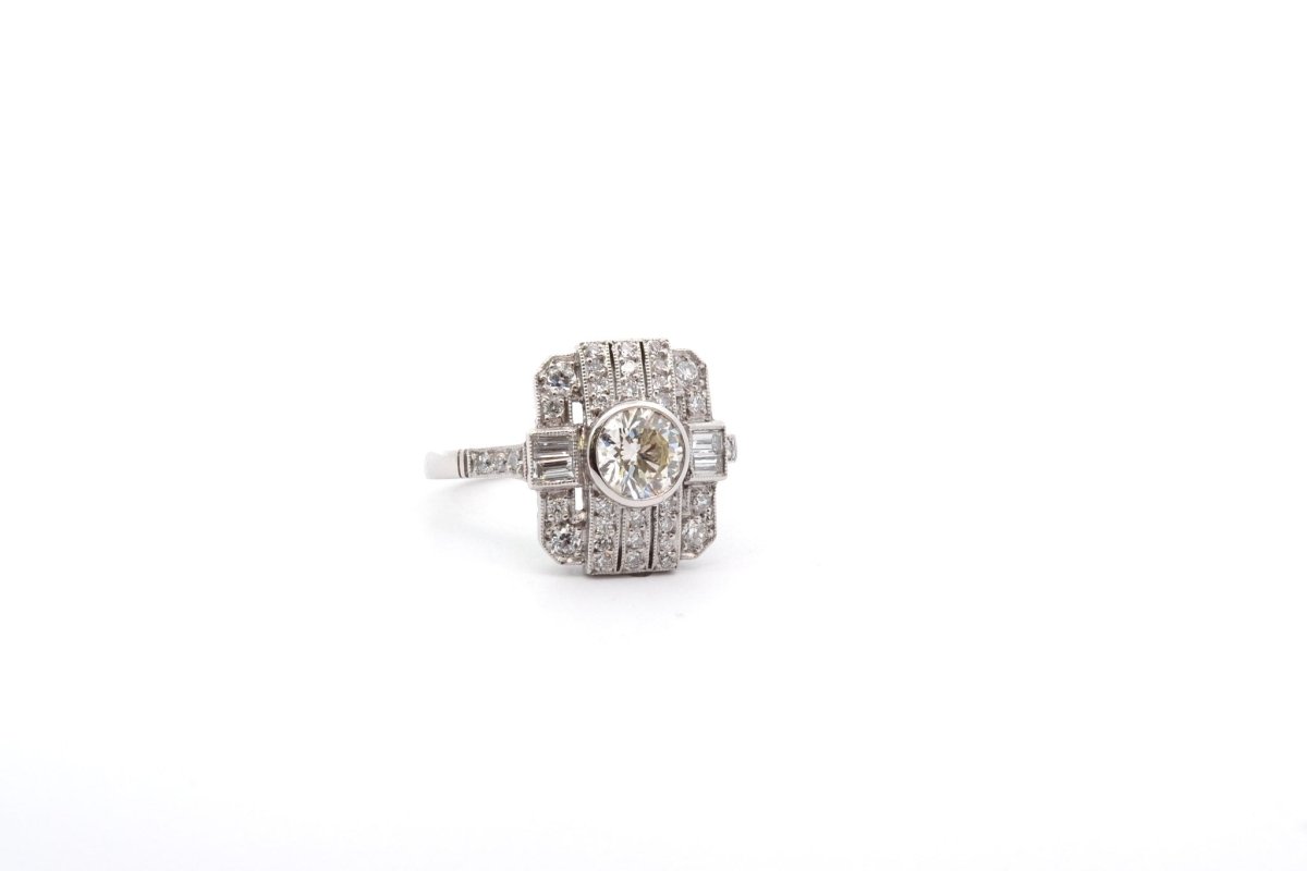 Bague art déco diamant 0,70ct L/SI2 en platine - Castafiore