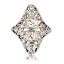 Bague art déco diamants ajourée - Castafiore