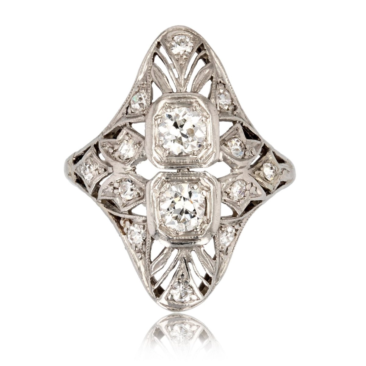 Bague art déco diamants ajourée - Castafiore