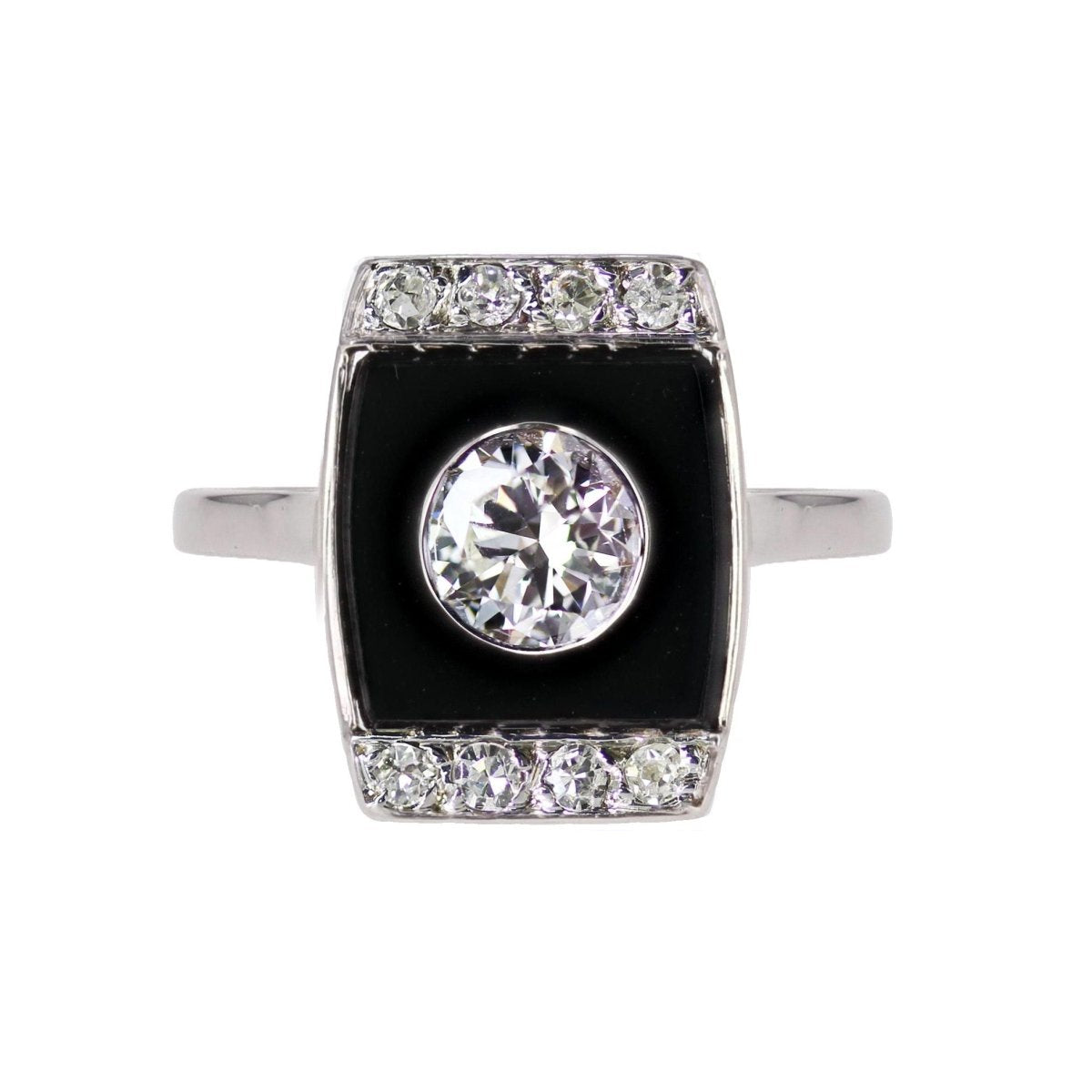 Bague Art Déco diamants et onyx - Castafiore