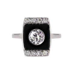 Bague Art Déco diamants et onyx - Castafiore