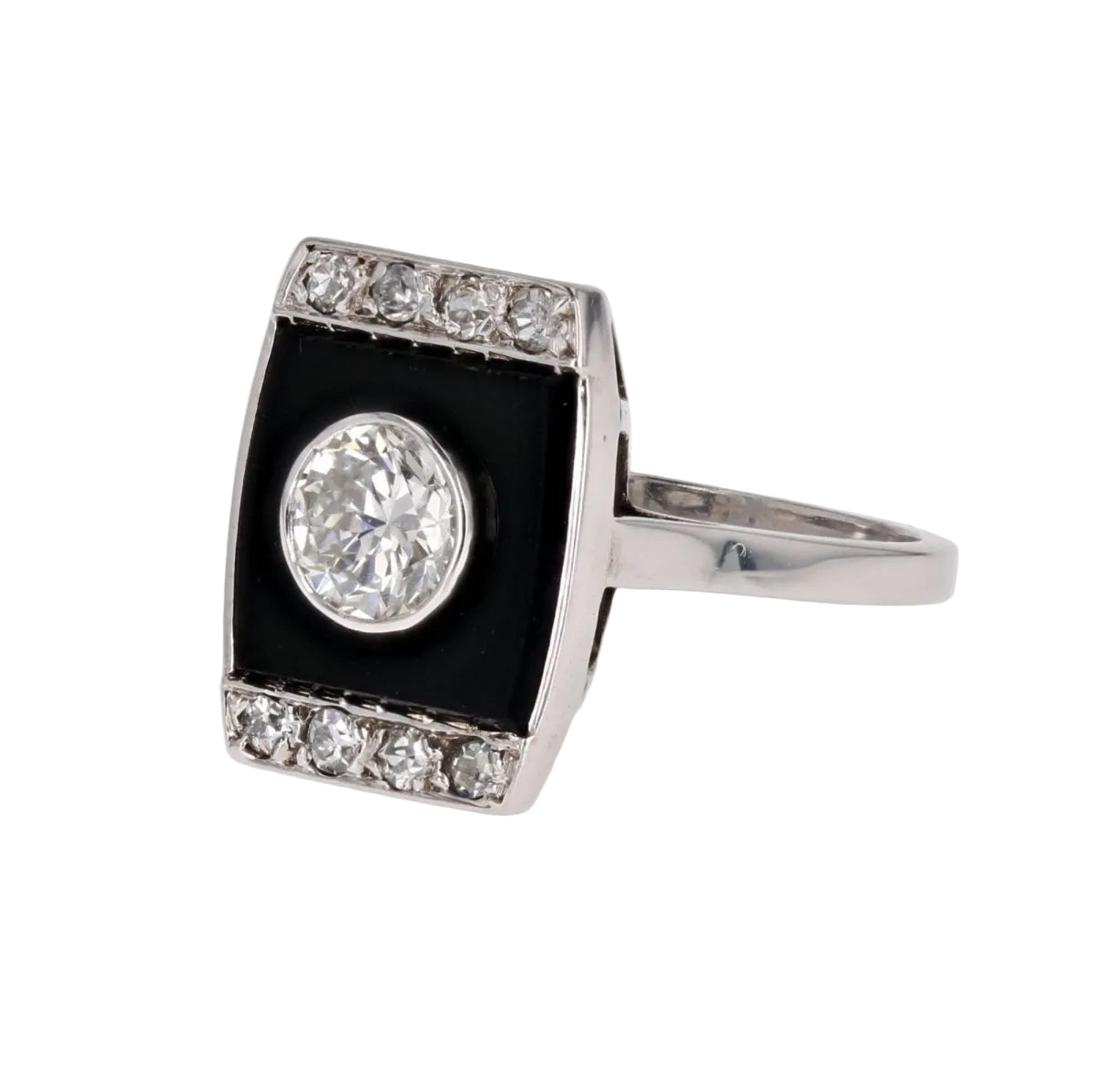 Bague Art Déco diamants et onyx - Castafiore