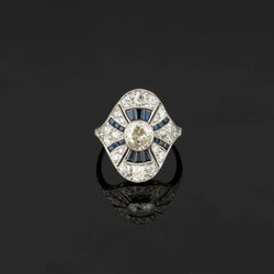 Bague Art - Déco diamants et saphirs - Castafiore