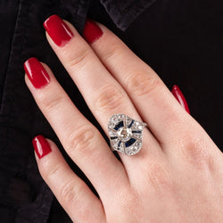 Bague Art - Déco diamants et saphirs - Castafiore