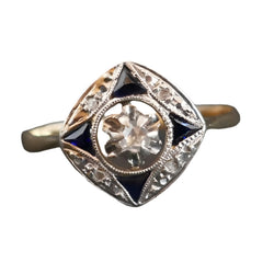 Bague Art Déco Diamants Et Saphirs Calibrés. - Castafiore