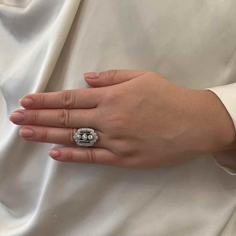 Bague Art déco diamants et saphirs calibrés - Castafiore