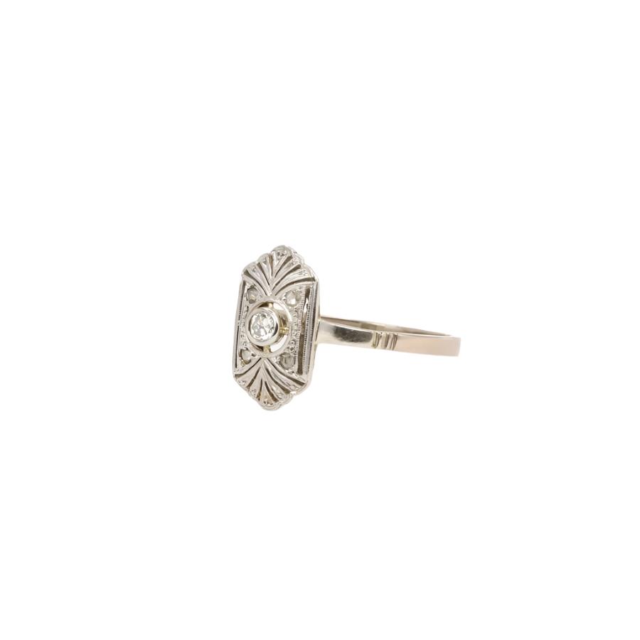 Bague Art Deco diamants or blanc - Castafiore