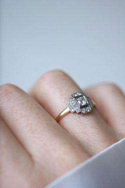 Bague Art déco Diamants Or Jaune et Platine - Castafiore